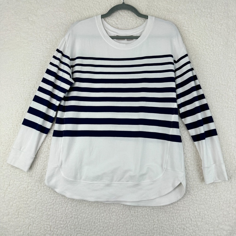 Chico's‎ Zenergy Variegated Stripe Tunic Womens Long Sleeve Pullover Size 8/10